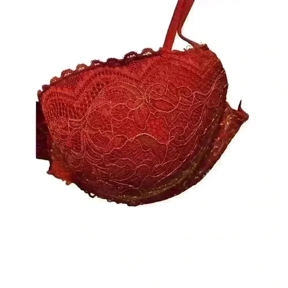 Gilligan & O' Malley Balconette Bra Women's Size 38C Lace Red & Gold Adjustable - Picture 4 of 6